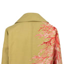 Khaki Green Flax Linen Blend Embroidered Coat