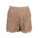 Beige Floral Embroidered Shorts