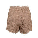 Beige Floral Embroidered Shorts