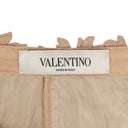 Beige Floral Embroidered Shorts