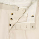Beige Side Stripe Cotton Blend Pants
