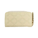 LEATHER CLOVER EMBOSSED MINI COIN PURSE IVORY WALLET