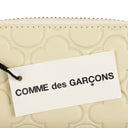 LEATHER CLOVER EMBOSSED MINI COIN PURSE IVORY WALLET