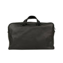 Black Leather Intrecciato Accent Travel Bag