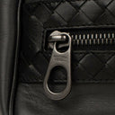 Black Leather Intrecciato Accent Travel Bag