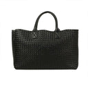 Black Leather 'Cabat' Large Tote Bag
