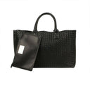Black Leather 'Cabat' Large Tote Bag