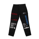 Black Warning Lettering Pants