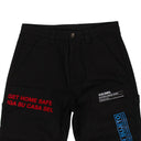 Black Warning Lettering Pants