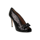 Black with Sparkles Open Toe Heels