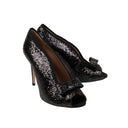 Black with Sparkles Open Toe Heels