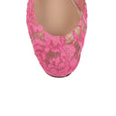 Hot Pink Mesh Lace Ankle Strap Ballerina Flat Shoes