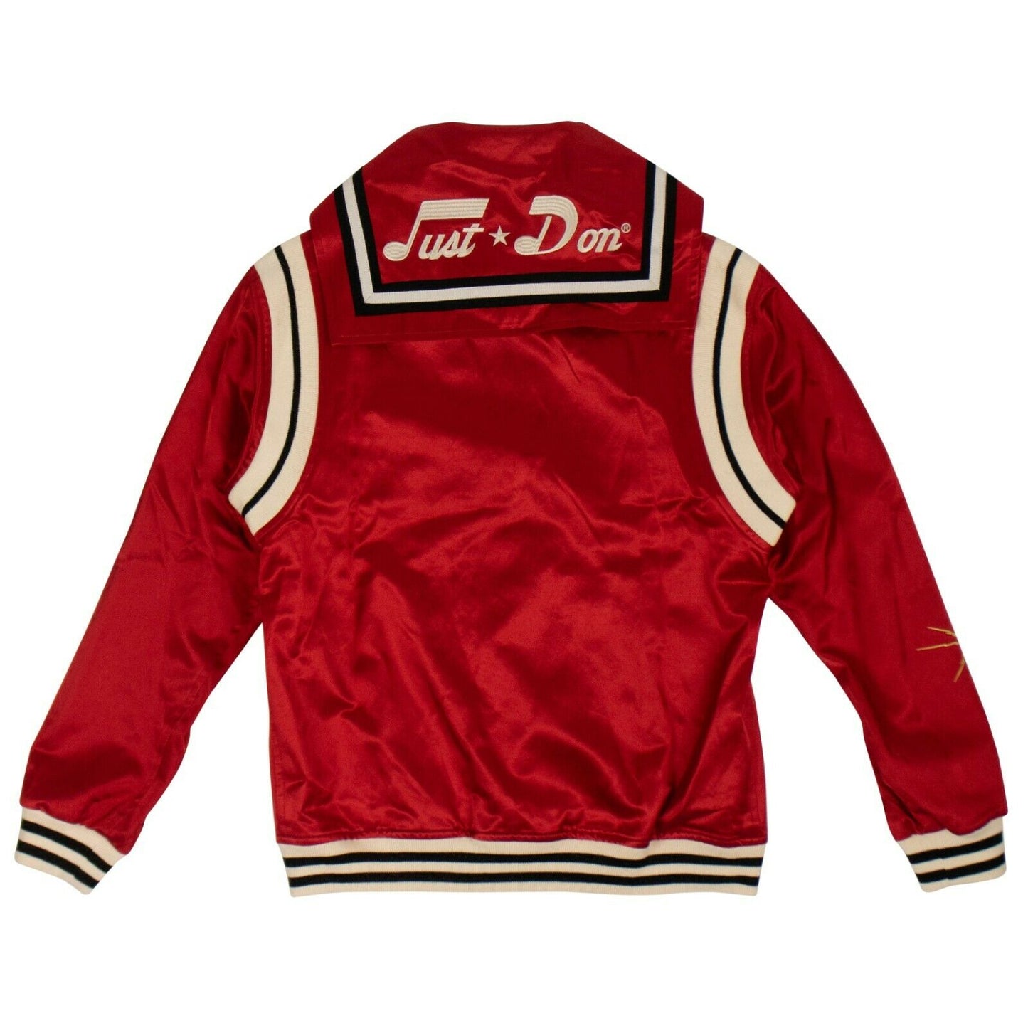 Red Satin Logo Cape Varsity Jacket