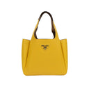 Yellow Calf Leather Double Top Handle Medium Handbag