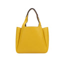 Yellow Calf Leather Double Top Handle Medium Handbag