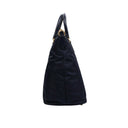 Navy Blue Nylon Fabric Dual Top Handle Large Handbag Tote