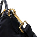 Navy Blue Nylon Fabric Dual Top Handle Large Handbag Tote