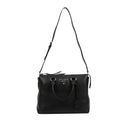 Black Calf Leather Dual Top Handle Medium Handbag Tote