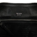 Black Calf Leather Dual Top Handle Medium Handbag Tote