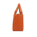 Orange Calf Leather Double Top Handle Medium Handbag