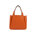 Orange Calf Leather Double Top Handle Medium Handbag