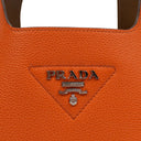 Orange Calf Leather Double Top Handle Medium Handbag