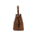 Brown Calf Leather Large Woven Motif Handbag