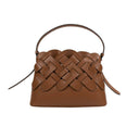 Brown Calf Leather Large Woven Motif Handbag