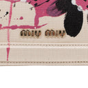 White Canvas Pink Floral Printed Bamboo Top Handle Shoulder Bag