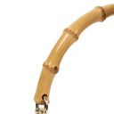 White Canvas Pink Floral Printed Bamboo Top Handle Shoulder Bag