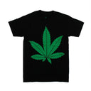 Black Cotton Green Weed Leaf Short Sleeve T-Shirt