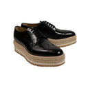 LEATHER PLATFORM LACE-UP BLACK DERBY SHOES