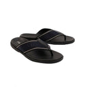 Black Leather Monogram Thong Sandals