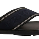 Black Leather Monogram Thong Sandals