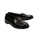 LEATHER LOGO BLACK LOAFERS