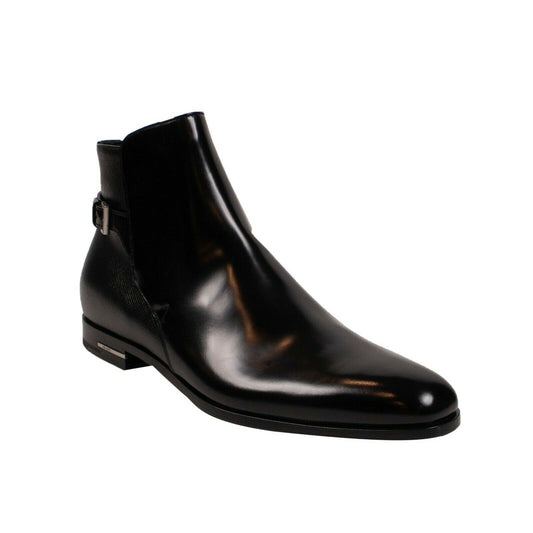 LEATHER CHELSEA BLACK ANKLE BOOTS