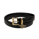 Black Saffiano Leather Logo Charm Belt