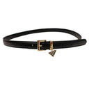 Black Saffiano Leather Logo Charm Belt