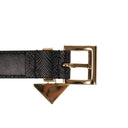 Black Saffiano Leather Logo Charm Belt