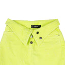 Neon Yellow Denim Destroyed Foldover Mini Skirt