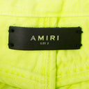 Neon Yellow Denim Destroyed Foldover Mini Skirt