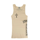 Peach Ribbed Cross Side Logo 'F*** You' Tank Top