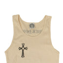 Peach Ribbed Cross Side Logo 'F*** You' Tank Top