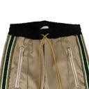 Beige Rayon Gold/Green Side Stripe Traxedo Pants