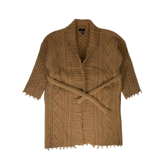 Carmel Brown Cable-Knit 'Fisherman' Cardi-Coat