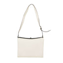 White Pebbled Leather Turn Lock Shoulder Bag