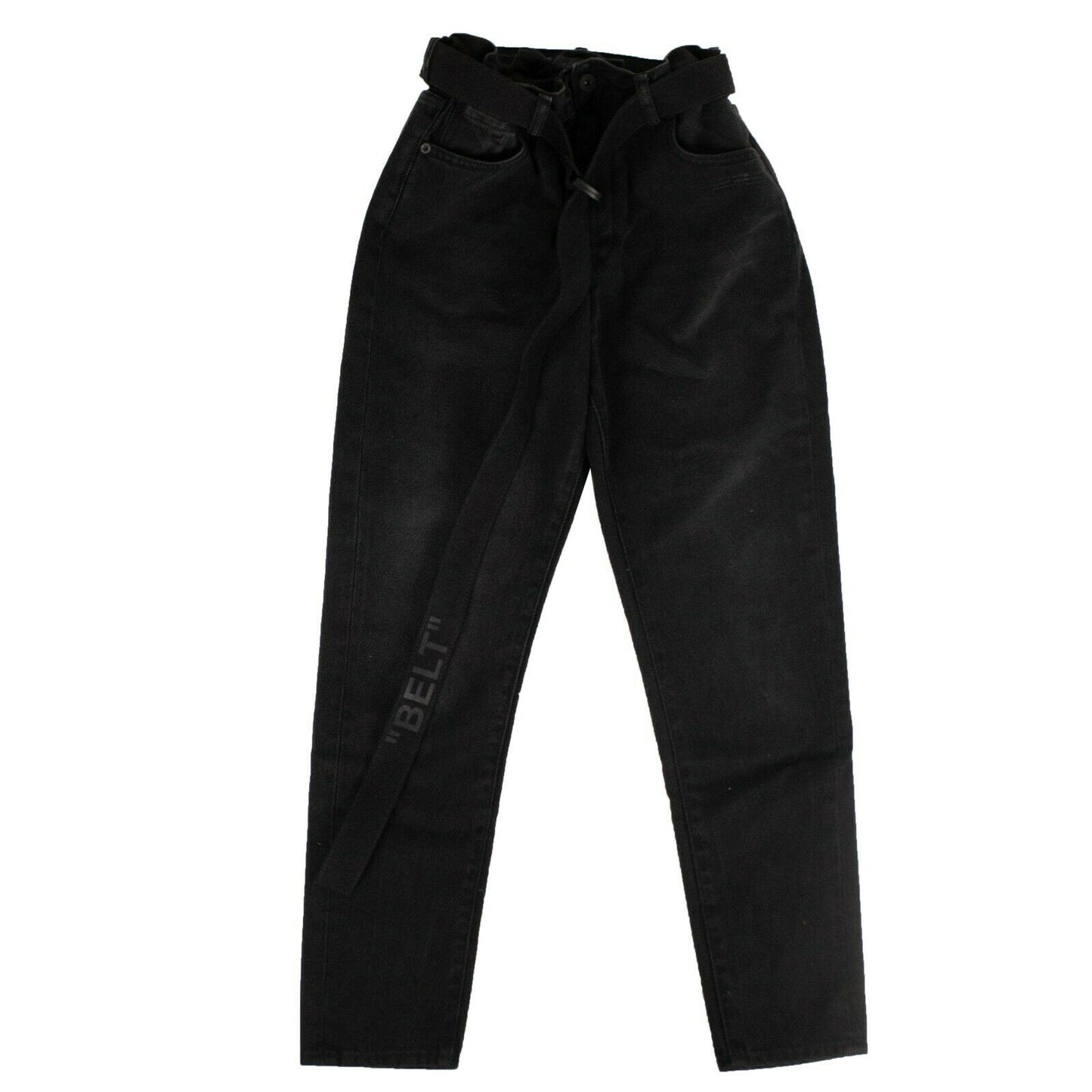 BELTED BLACK SLIM-FIT JEANS