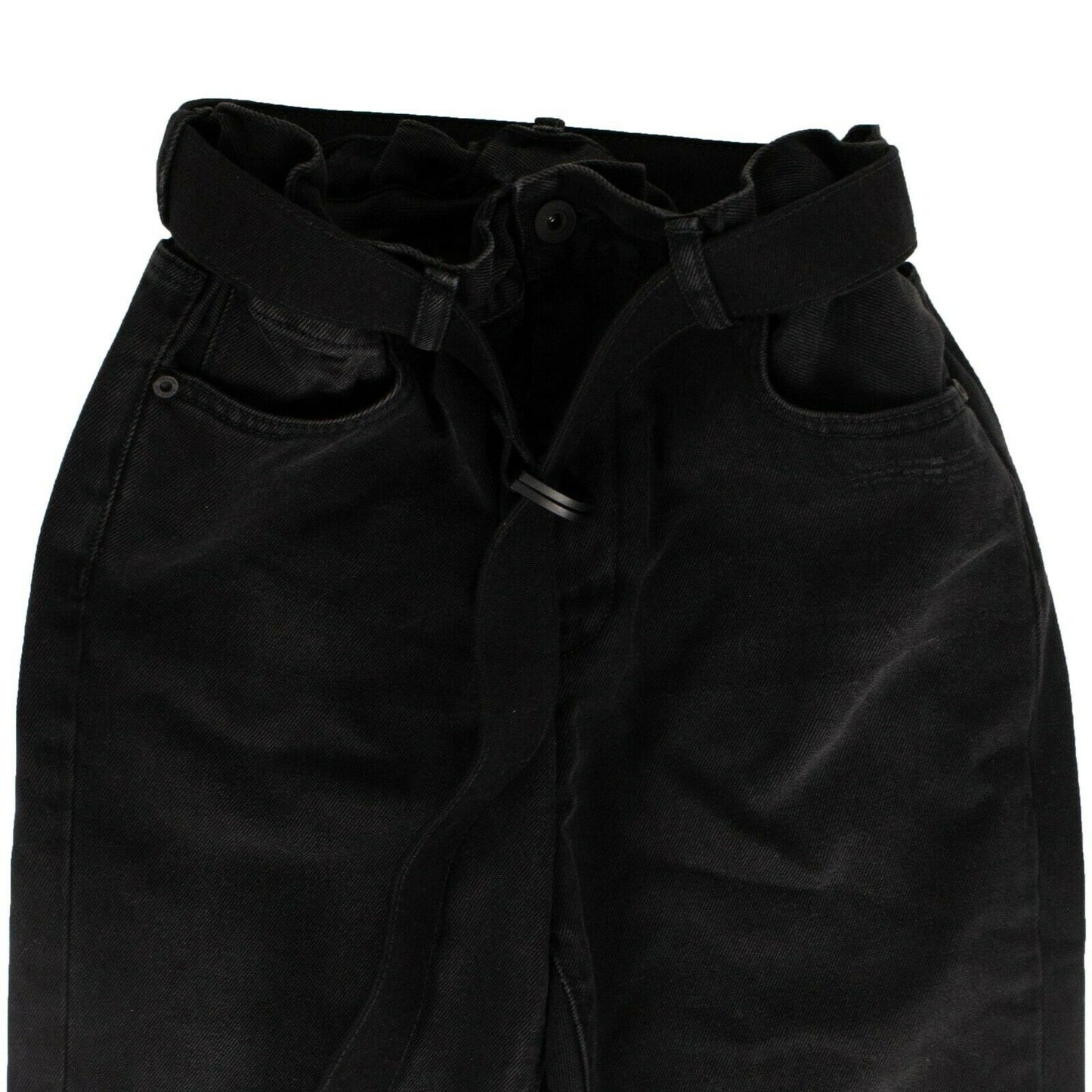 BELTED BLACK SLIM-FIT JEANS