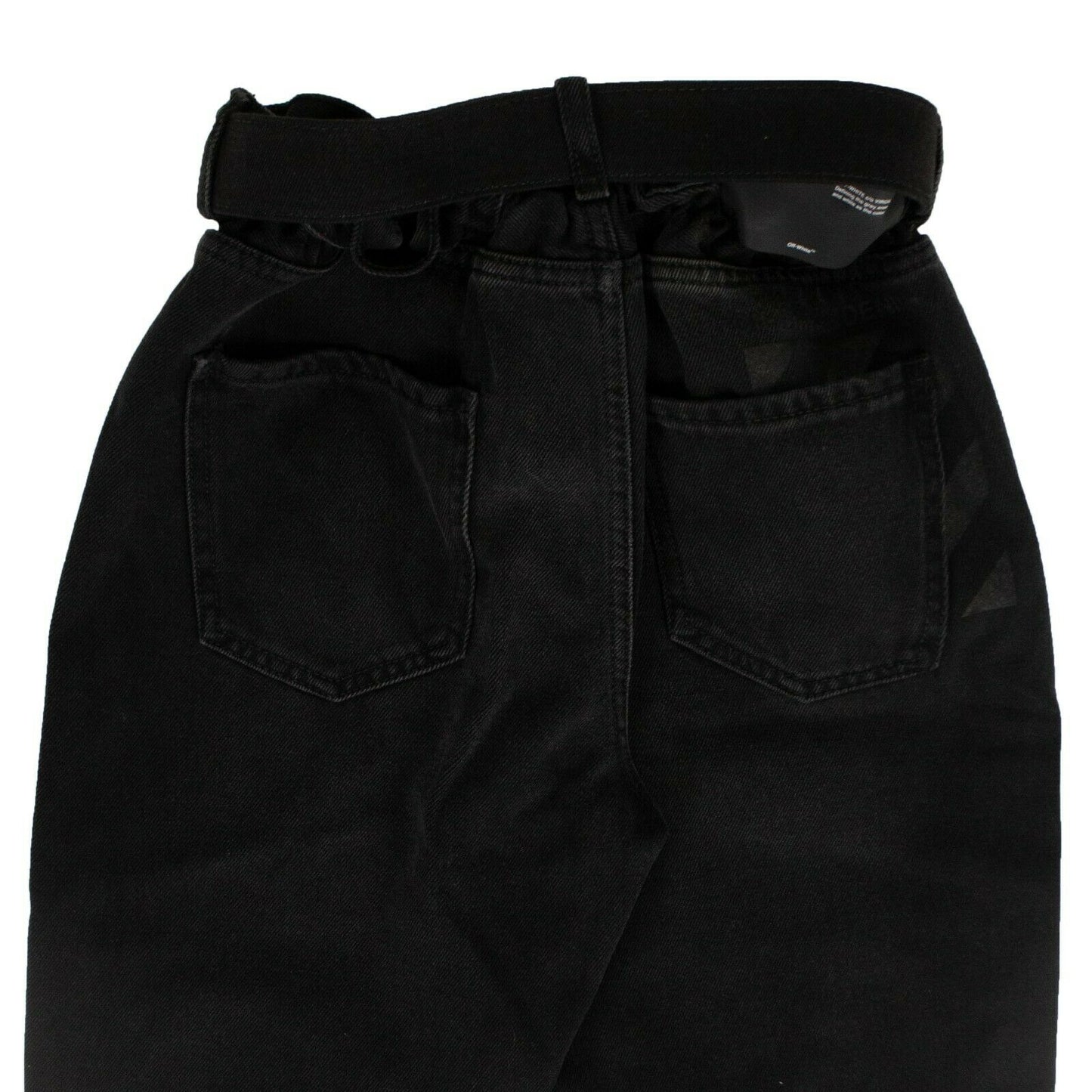 BELTED BLACK SLIM-FIT JEANS