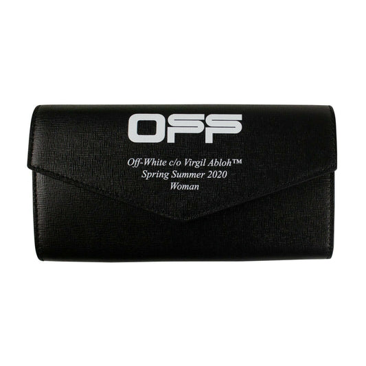 Off White C/O Virgil Abloh Leather 'Logo' Long Flap Wallet - Black
